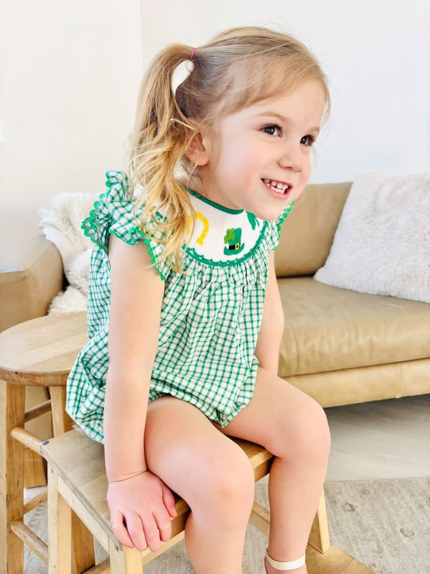 St Patrick Hand smocked bubble