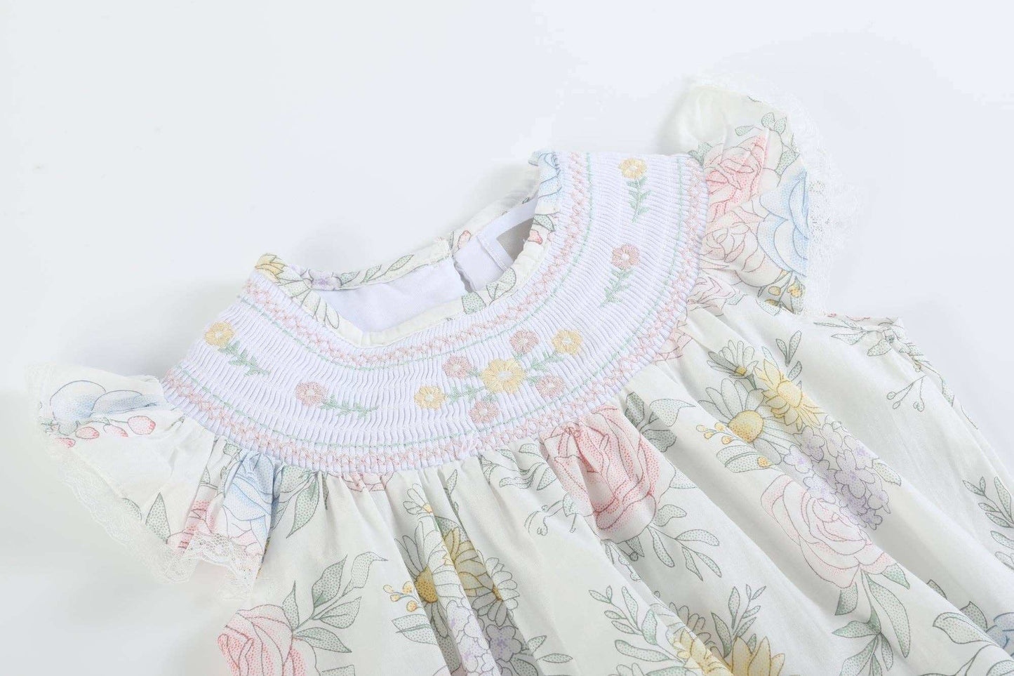 Bouquet Floral Smocked Flutter Romper