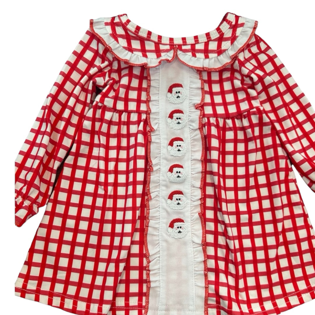 Red Check Santa Embroidered Dress