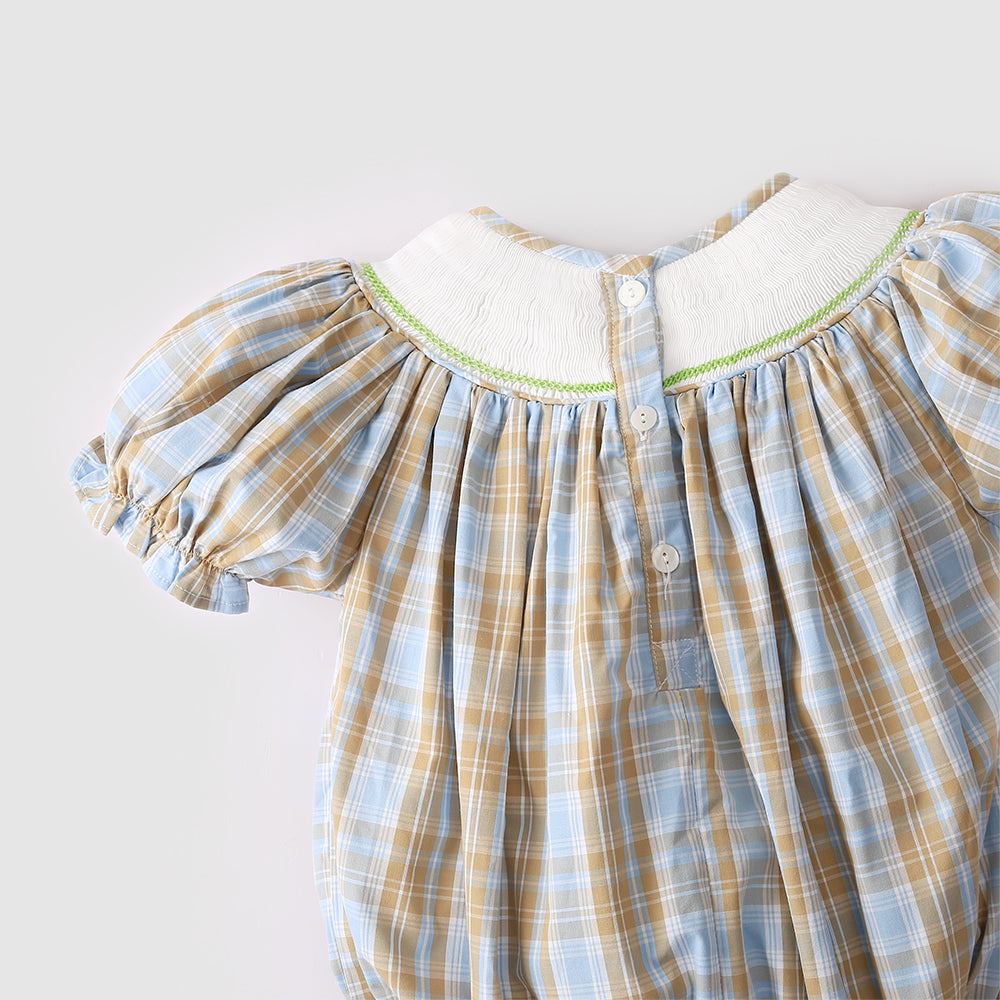 Handsmocked Baby girl bubble with cute bunny and carrot