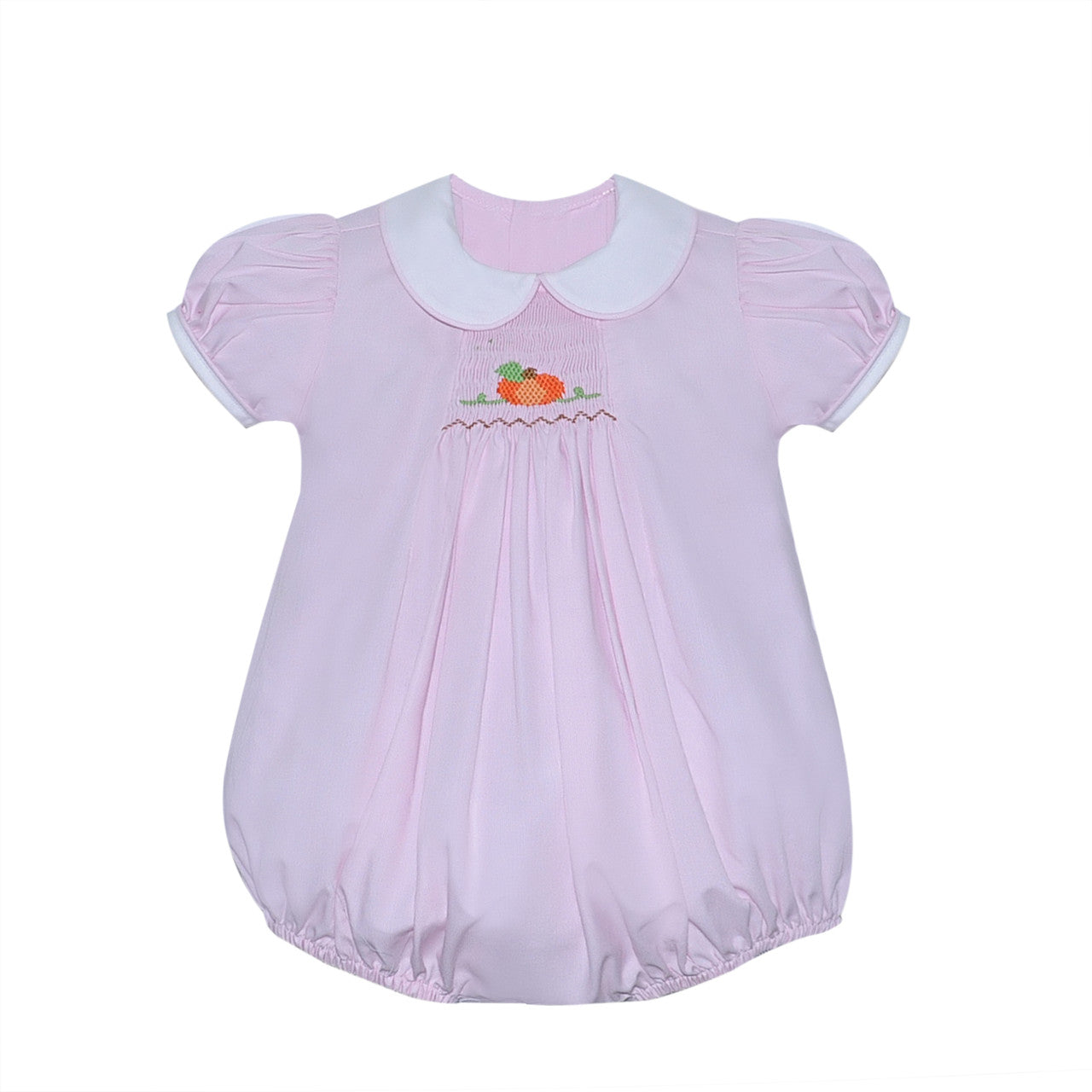 Pink Smocked Pumpkin Girls Bubble