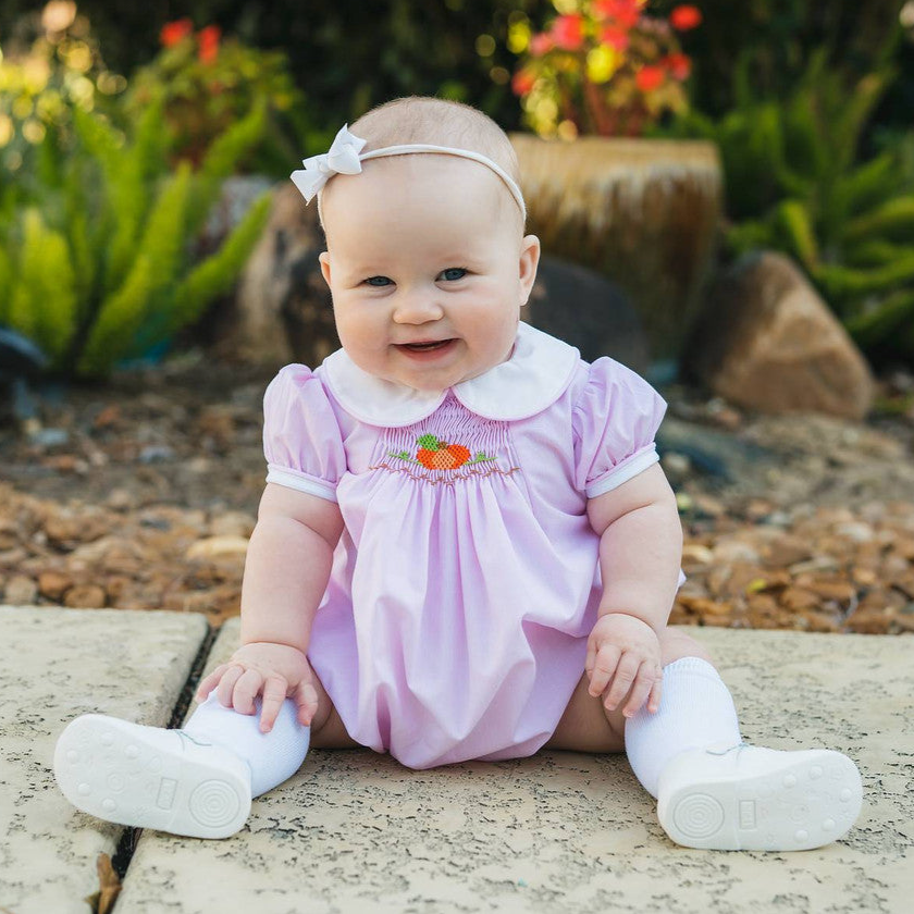 Pink Smocked Pumpkin Girls Bubble