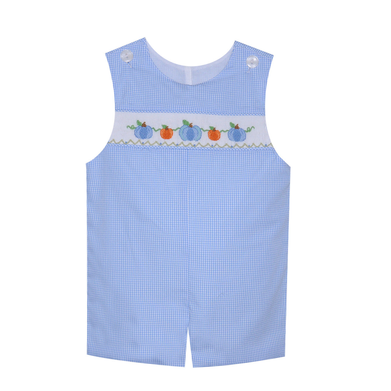 Boys Blue Smocked Pumpkin Shortall