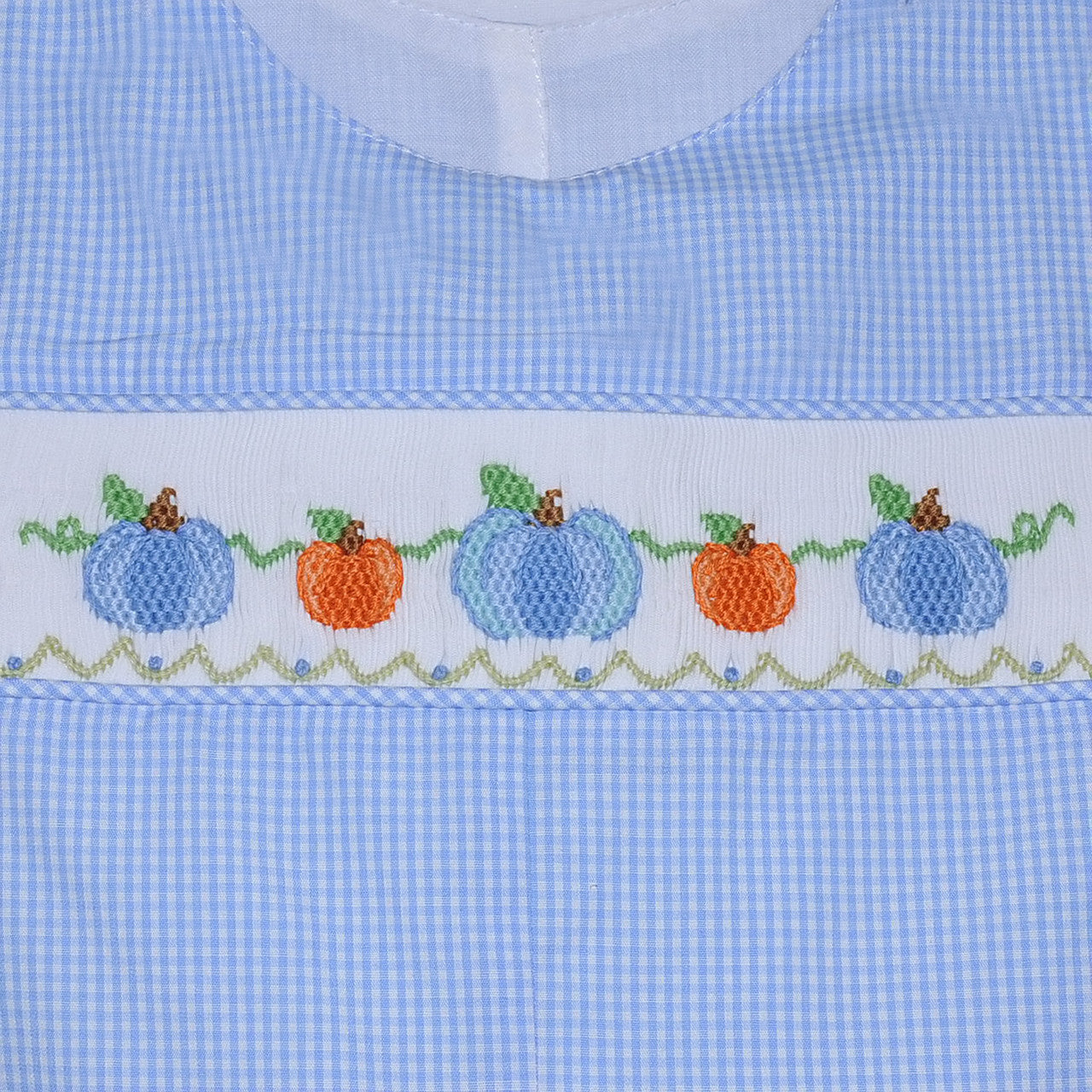 Boys Blue Smocked Pumpkin Shortall