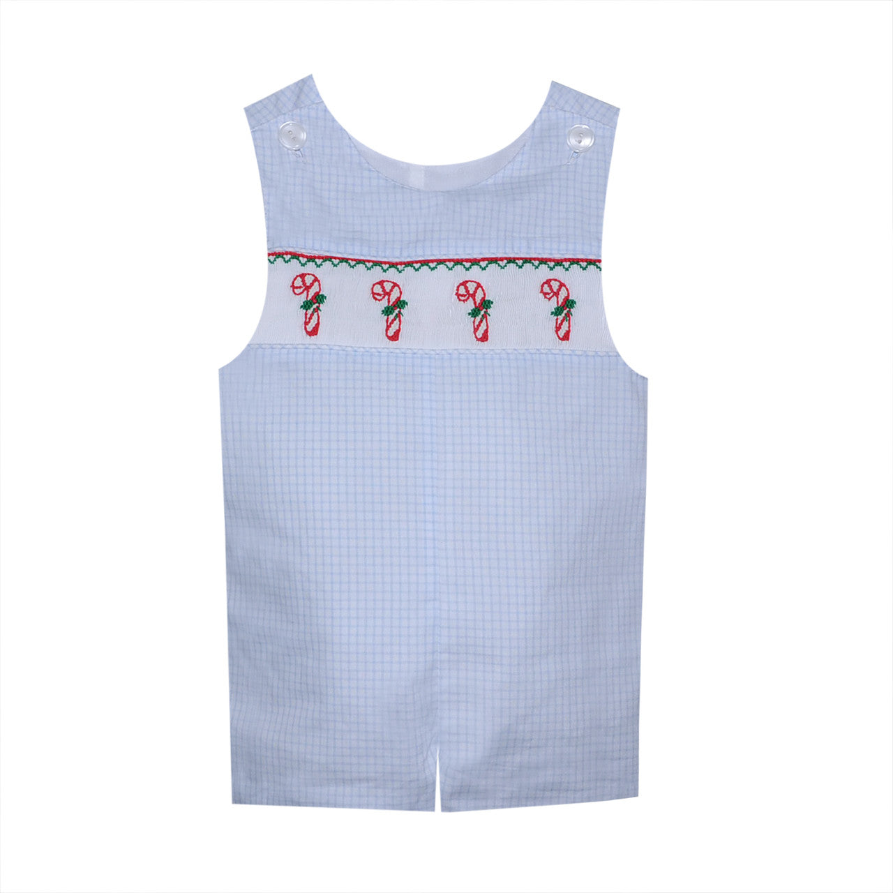 Boys Candy Cane Smocked Shortall