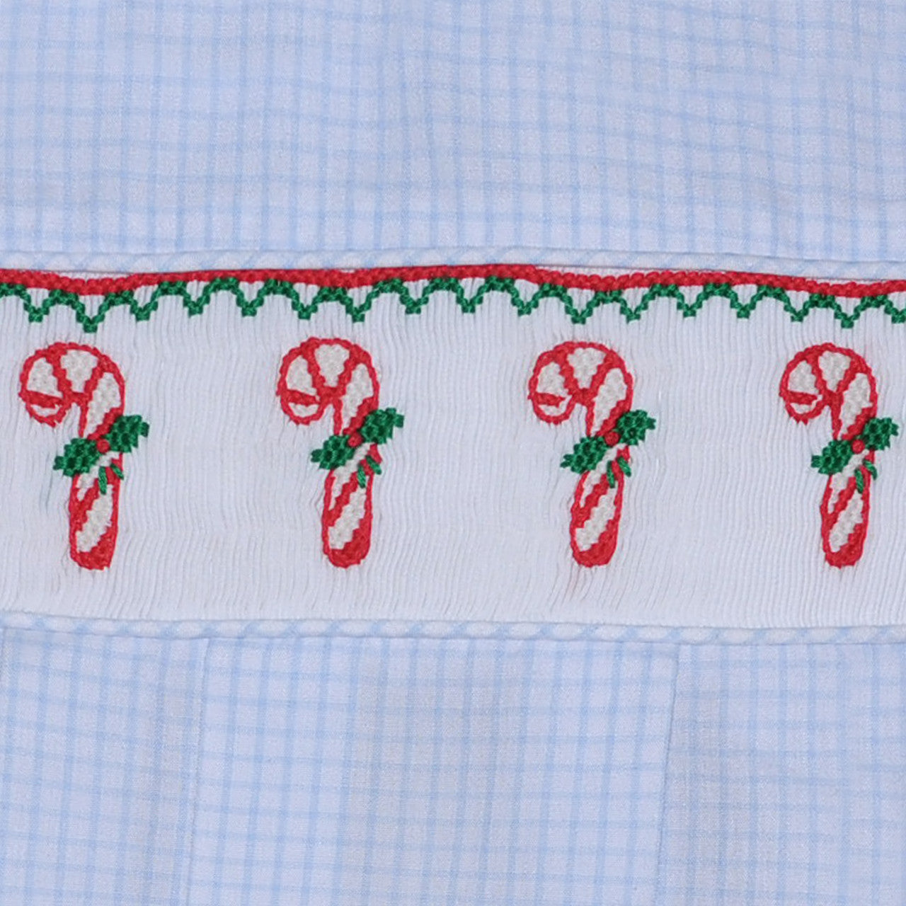 Boys Candy Cane Smocked Shortall