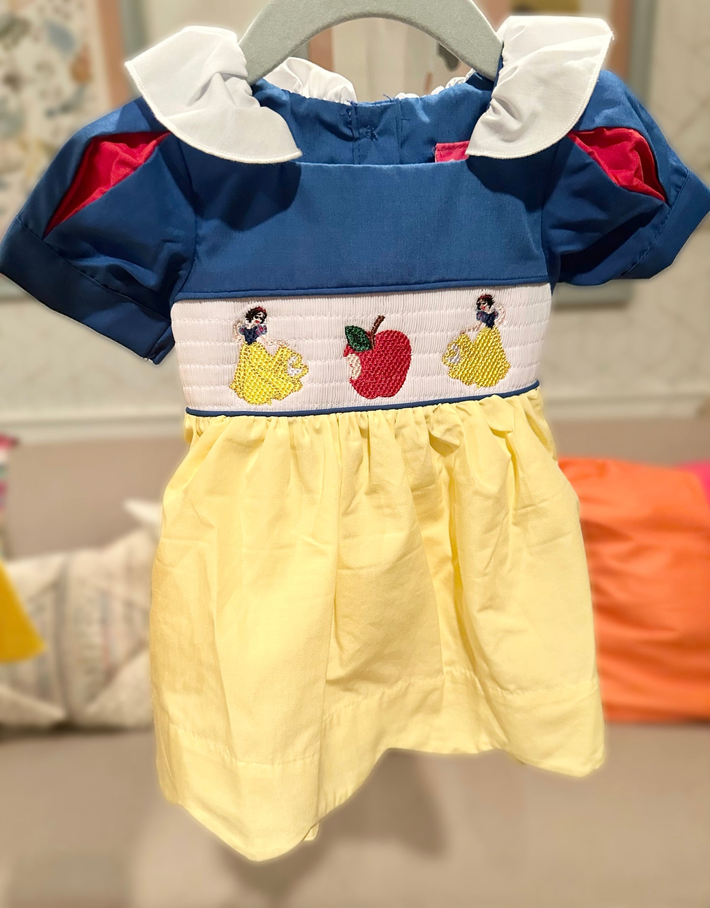 Smocked Snowy White Princess Dress