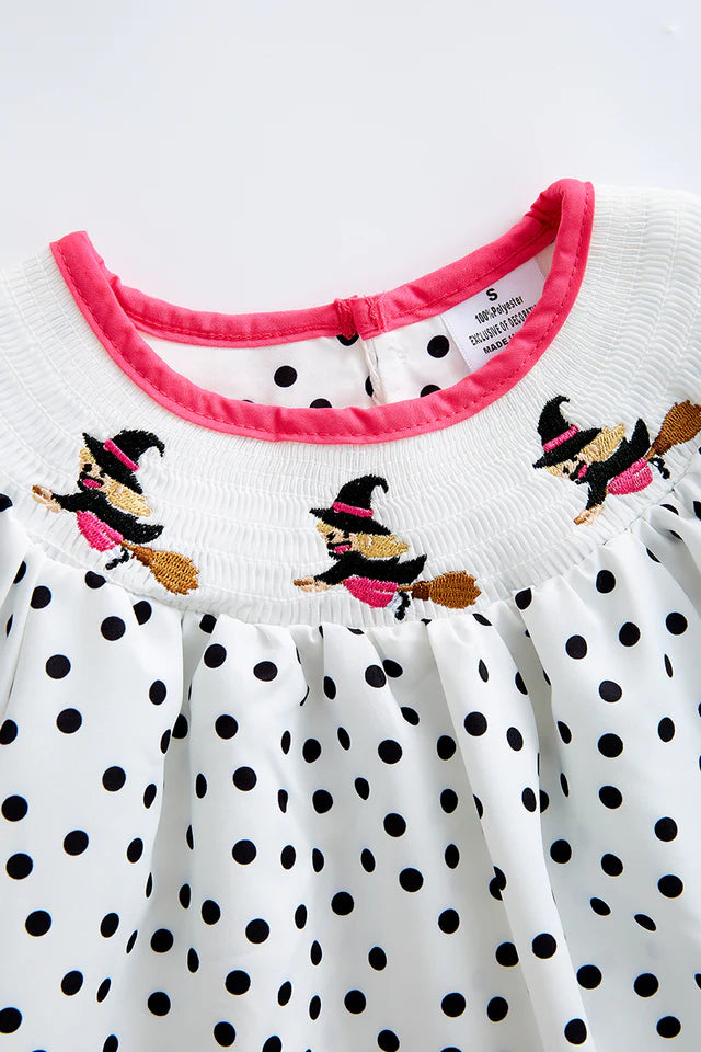 Polka dot witch smocked dress