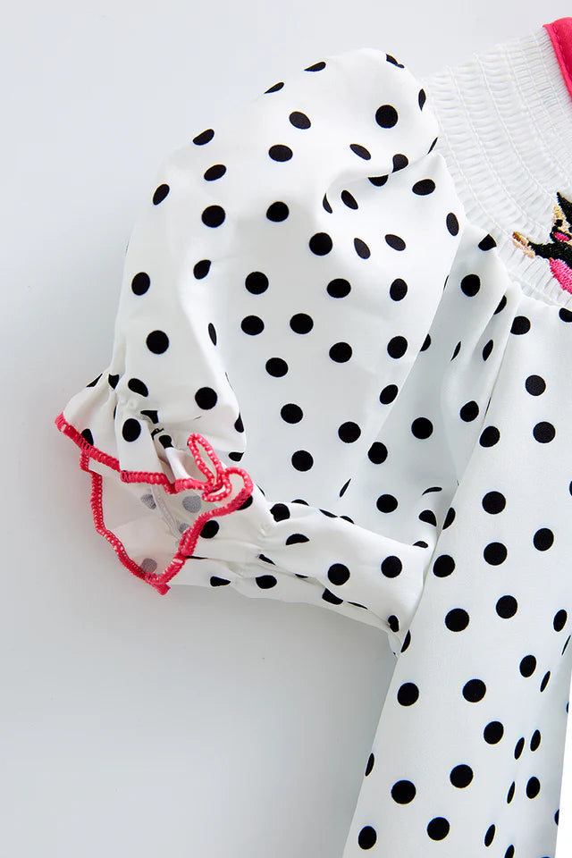 Polka dot witch smocked dress