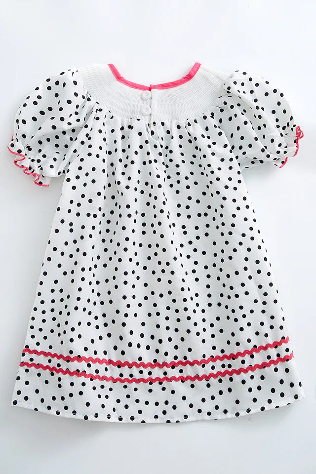 Polka dot witch smocked dress