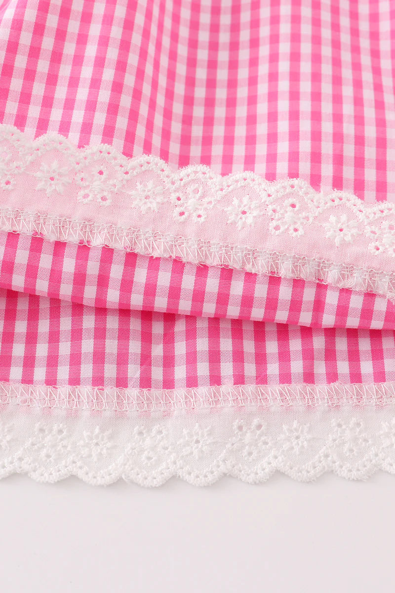 Pink Plaid Pumpkin Smocked Ruffle Dress