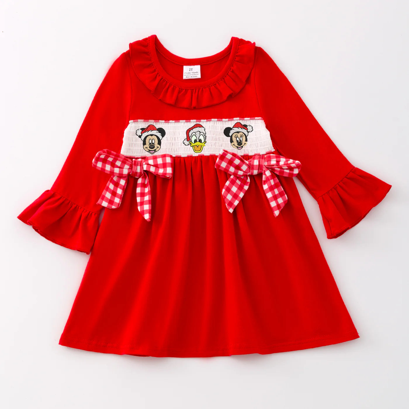 Girls Christmas Embroidery Smocked Dress