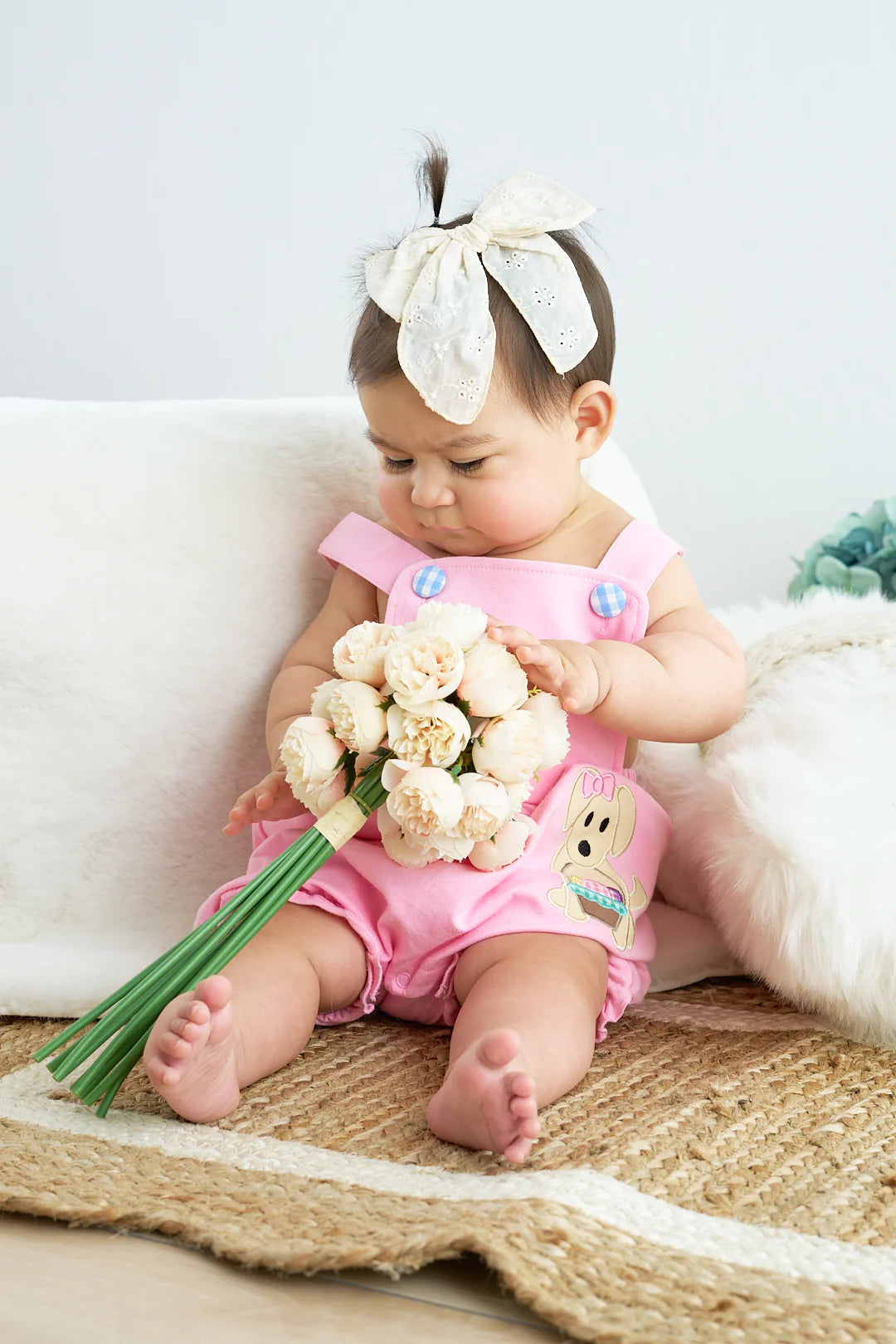 Pink Premium Easter Applique Dog Romper