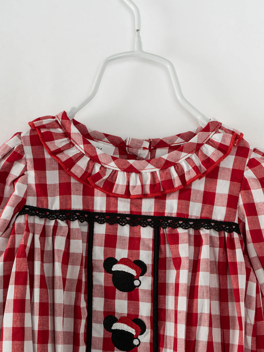 Red Plaid Christmas Magic Vacation Ruffle Romper