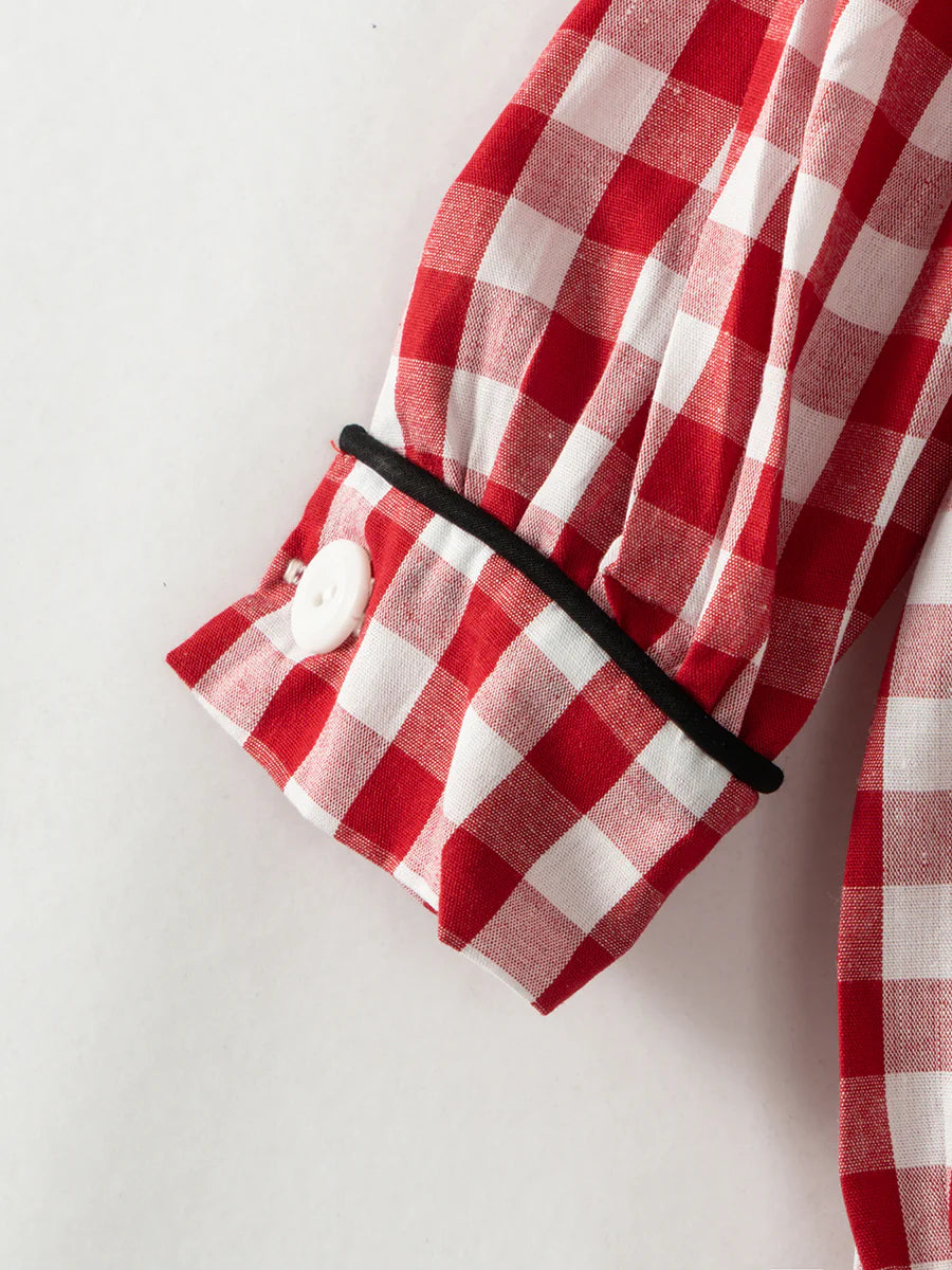 Red Plaid Christmas Magic Vacation Ruffle Romper