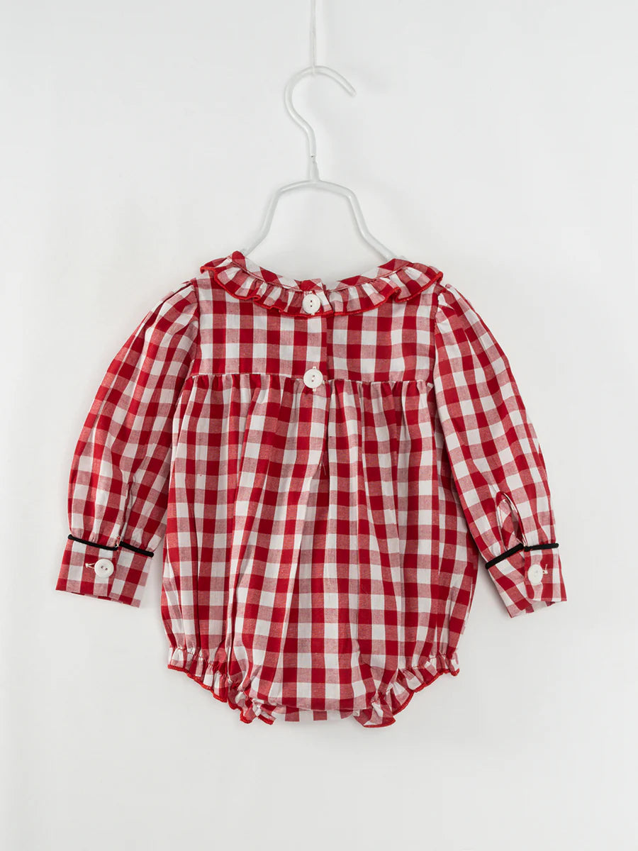 Red Plaid Christmas Magic Vacation Ruffle Romper