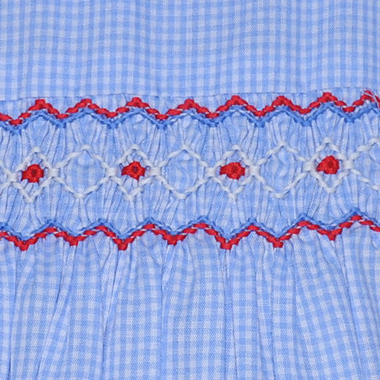 Finley Dress-Royal Blue w/ Red Smocked