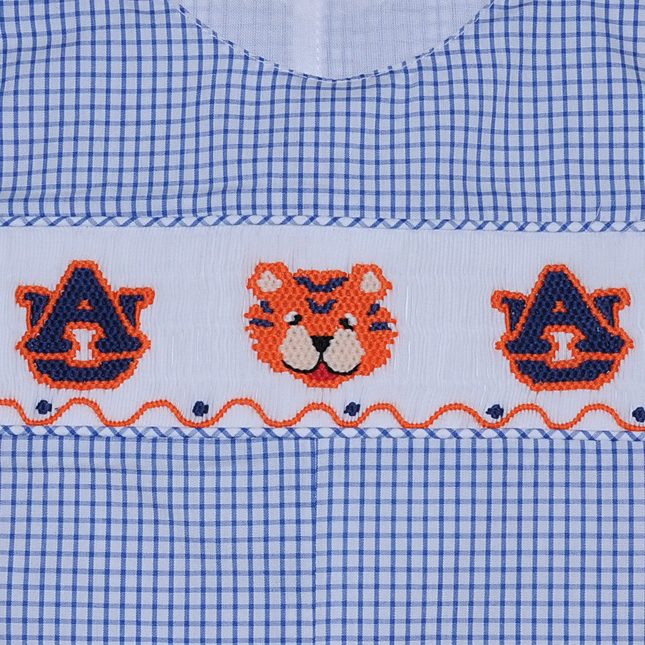 Navy/Orange Smocked Shortall-Auburn