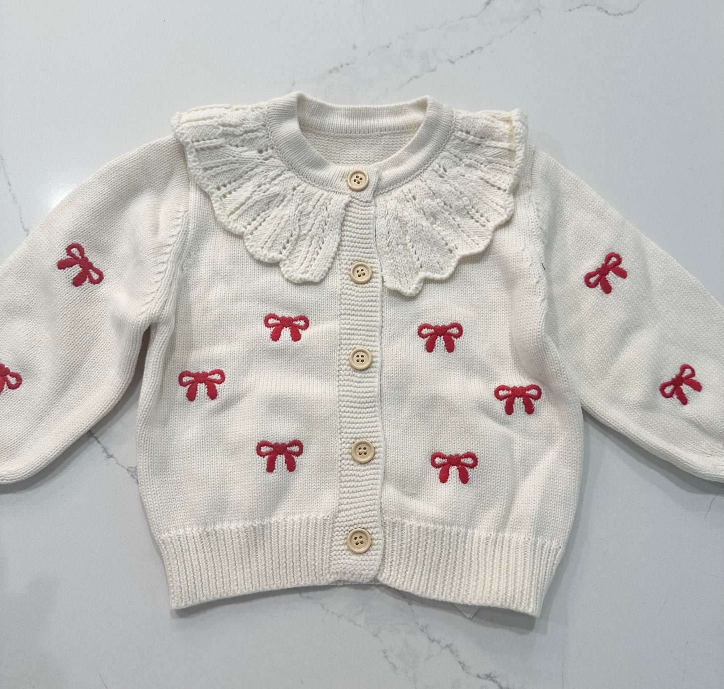 Girls Embroidered Bow Sweater