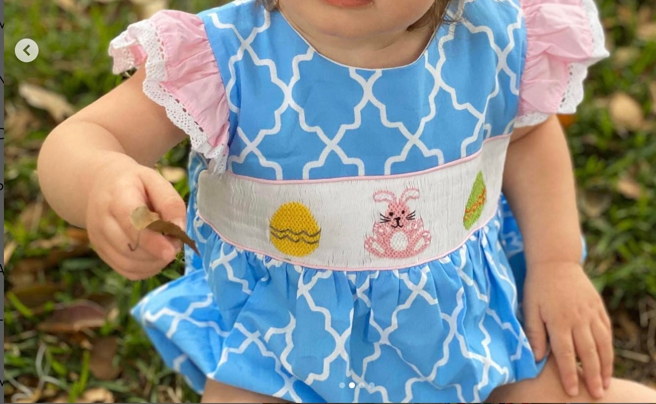 EASTER BUNNY AND EGGS SMOCKED BUBBLE