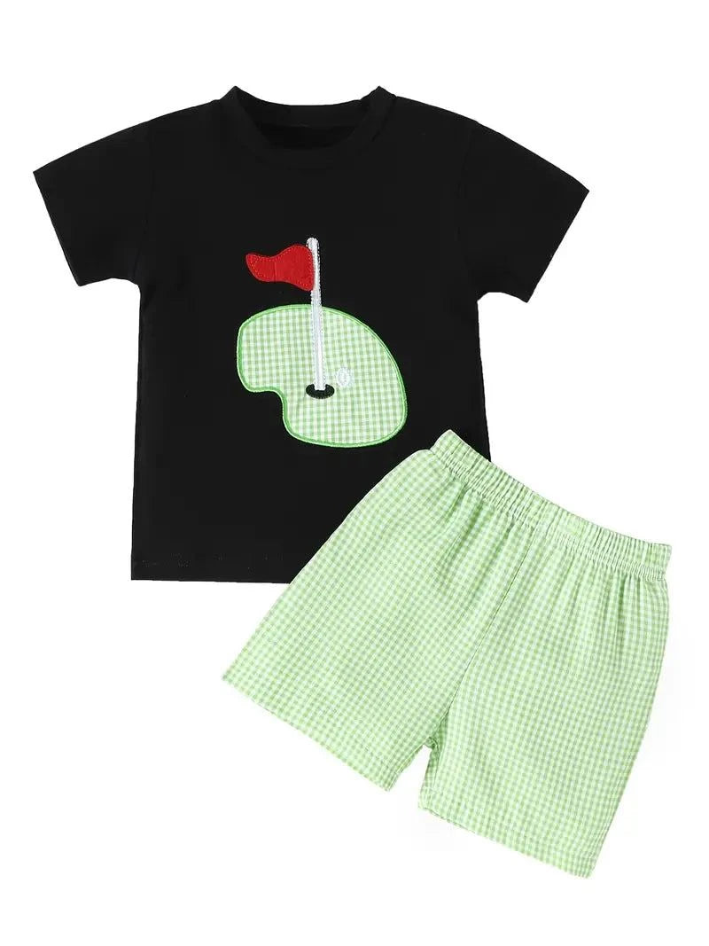 Boys Embroidered Golf Short Set