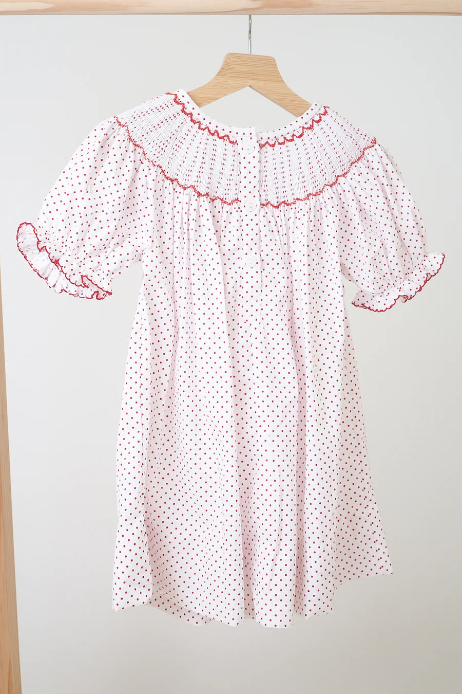 Christmas bishop hand smocked dot dress