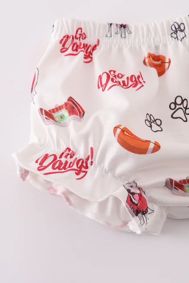 Red go dawgs embroidery bloomer game day print set