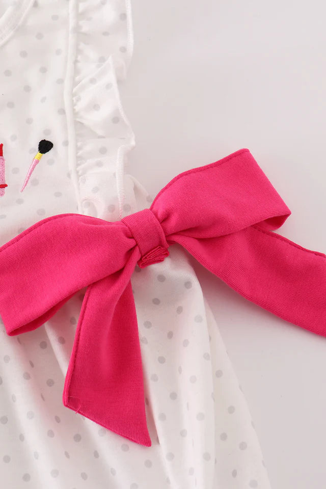 PINK MAKE UP EMBROIDERY GIRL BUBBLE