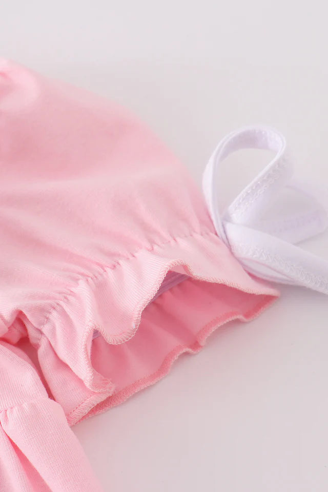 PINK EASTER CROSS EMBROIDERY GIRL BLOOMER SET