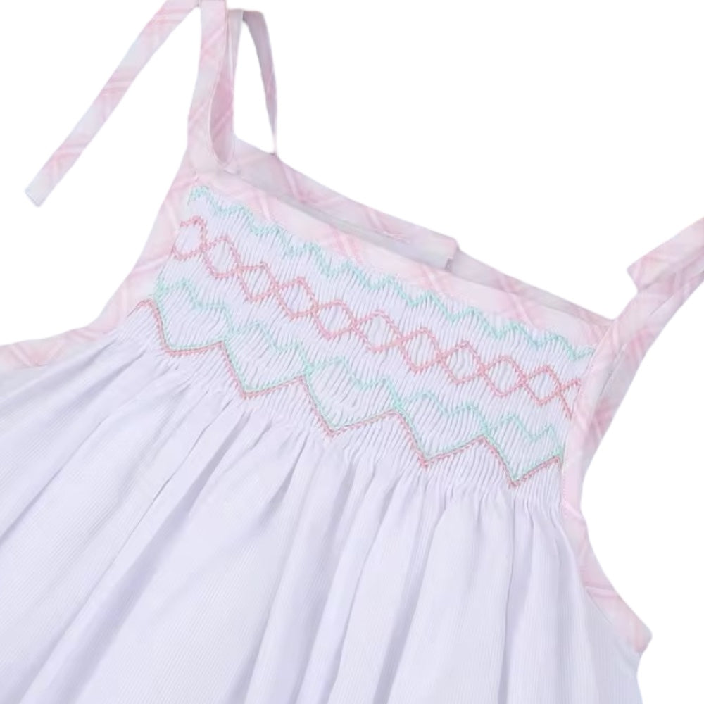 Geometric Handsmocked baby bubble