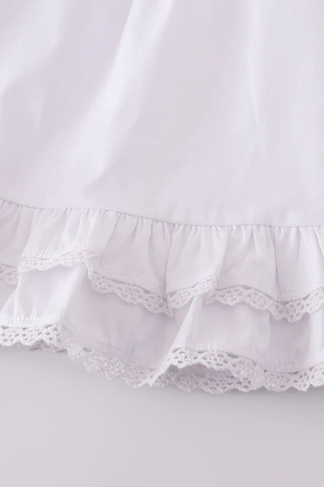 PREMIUM CROSS EMBROIDERY RUFFLE DRESS