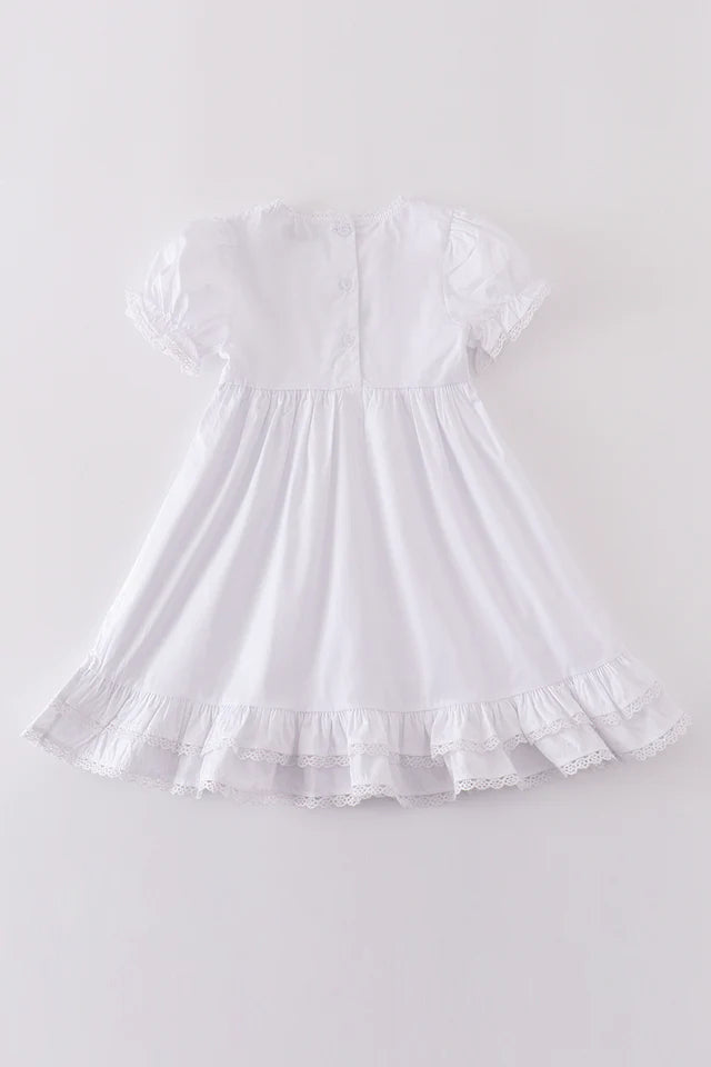 PREMIUM CROSS EMBROIDERY RUFFLE DRESS