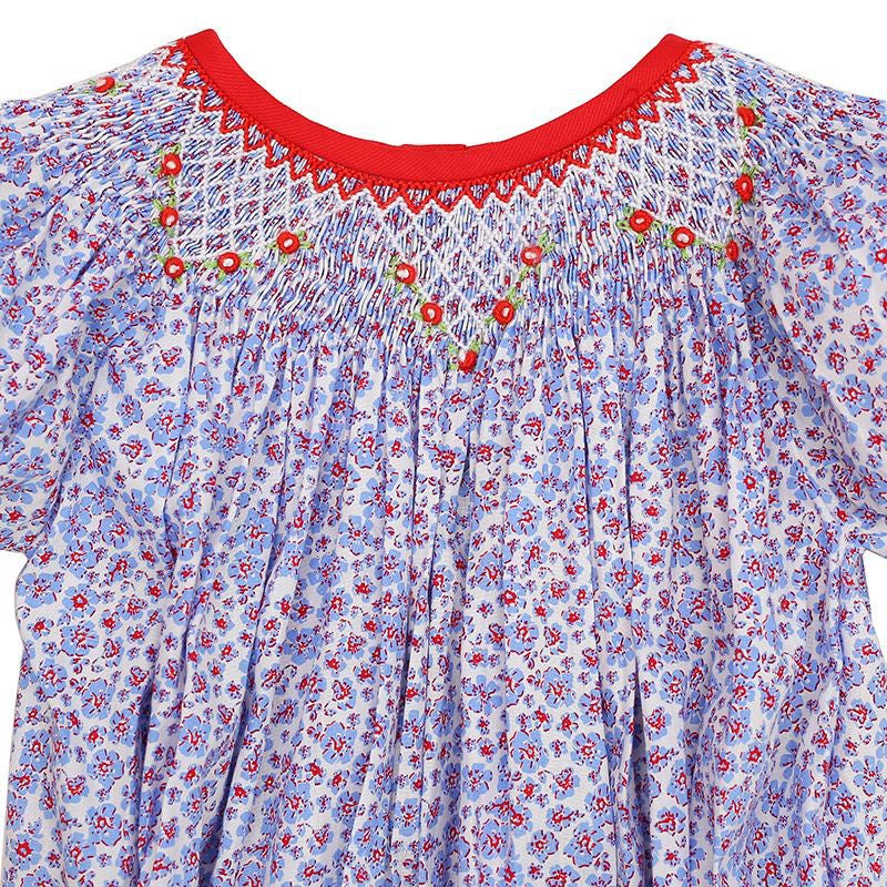 Tiny flower girl bubble geometric smock