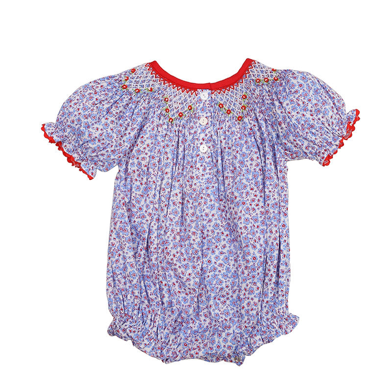 Tiny flower girl bubble geometric smock