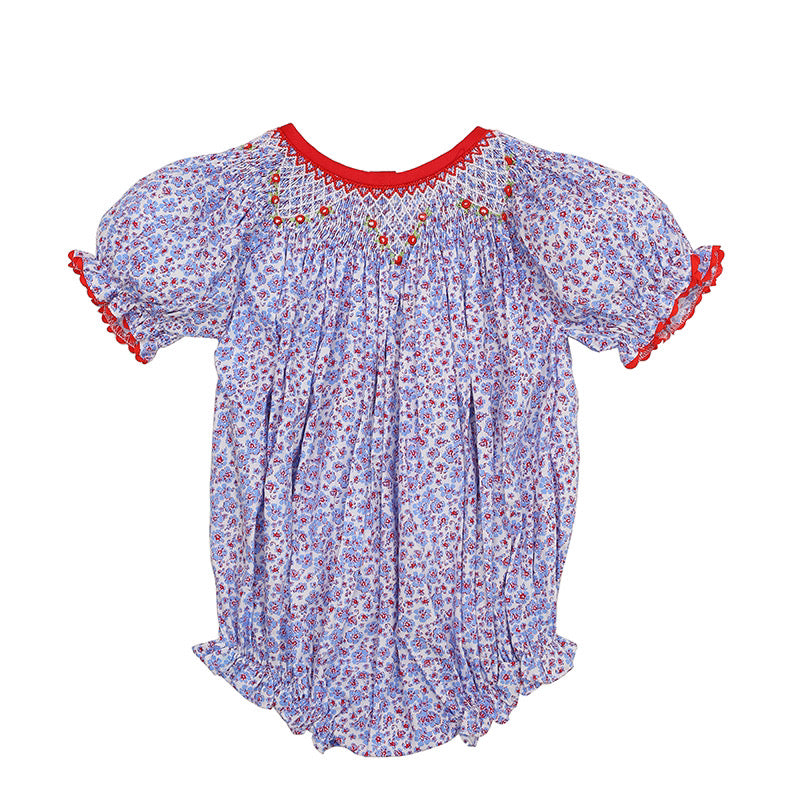 Tiny flower girl bubble geometric smock
