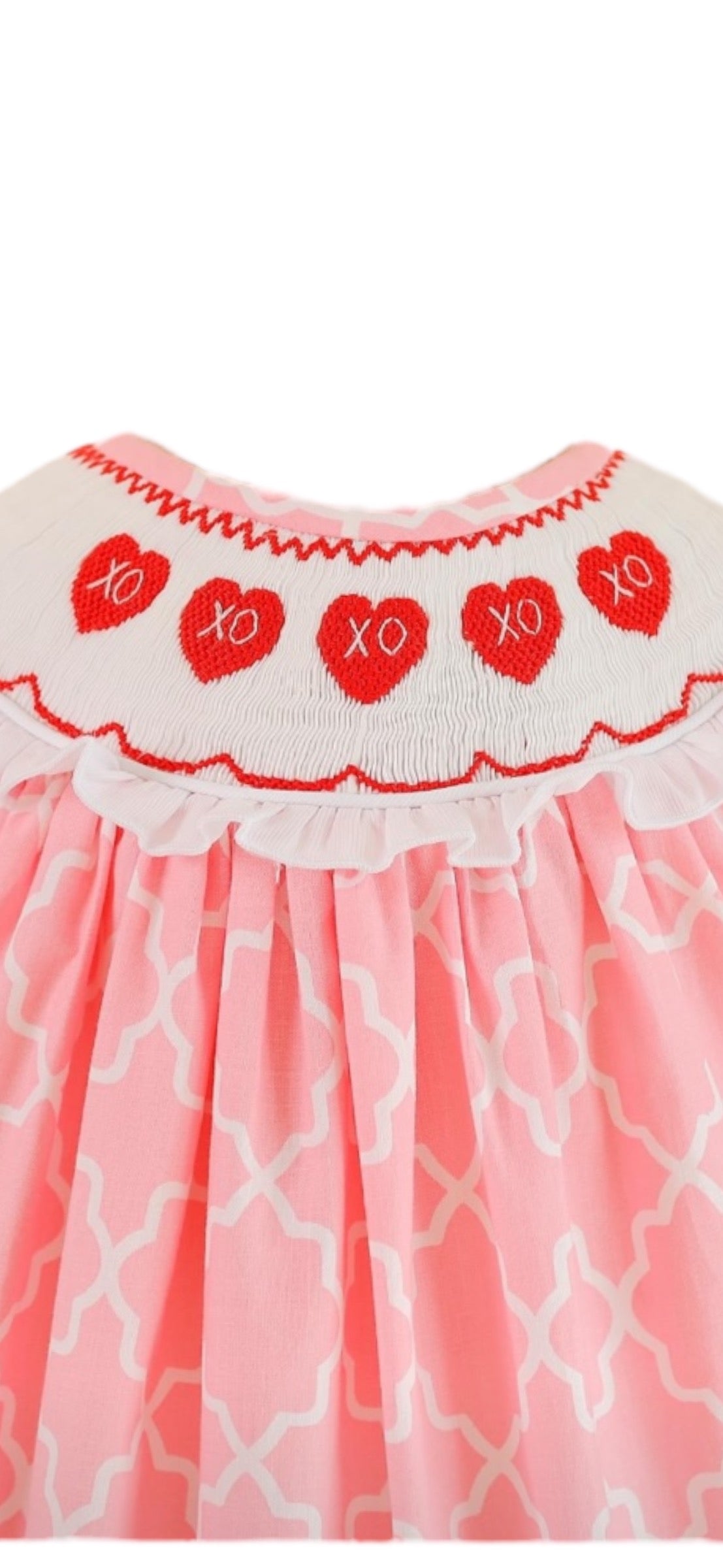 Pink and red heart hand smocked Heart Dress