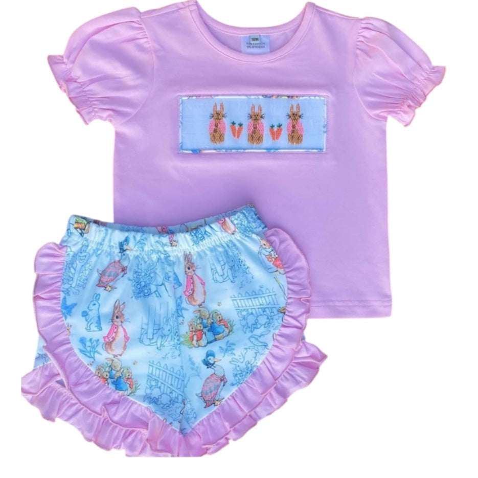 Handsmocked Easter Set with Vintage Print