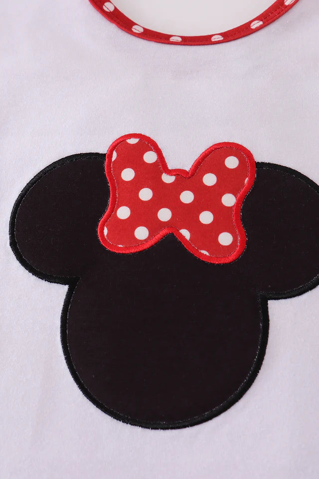 RED CHARACTER APPLIQUE GIRL SET