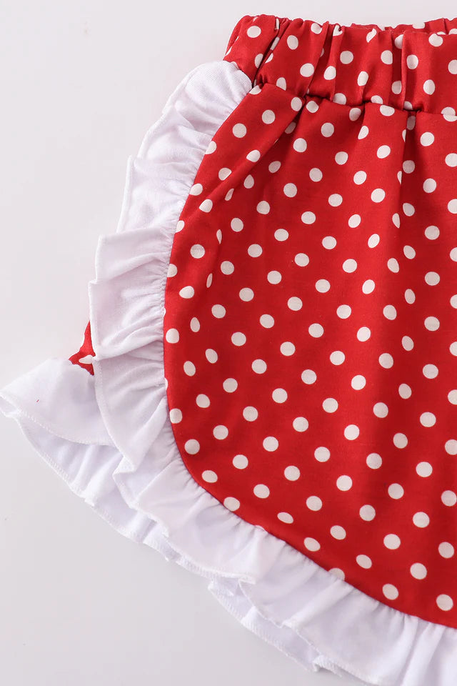 RED CHARACTER APPLIQUE GIRL SET