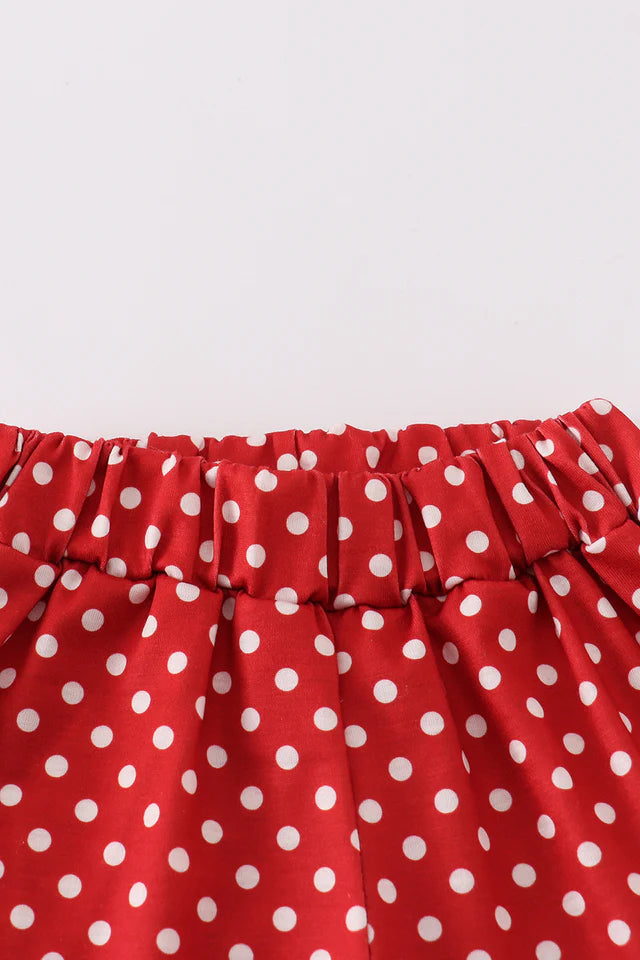 RED CHARACTER APPLIQUE GIRL SET