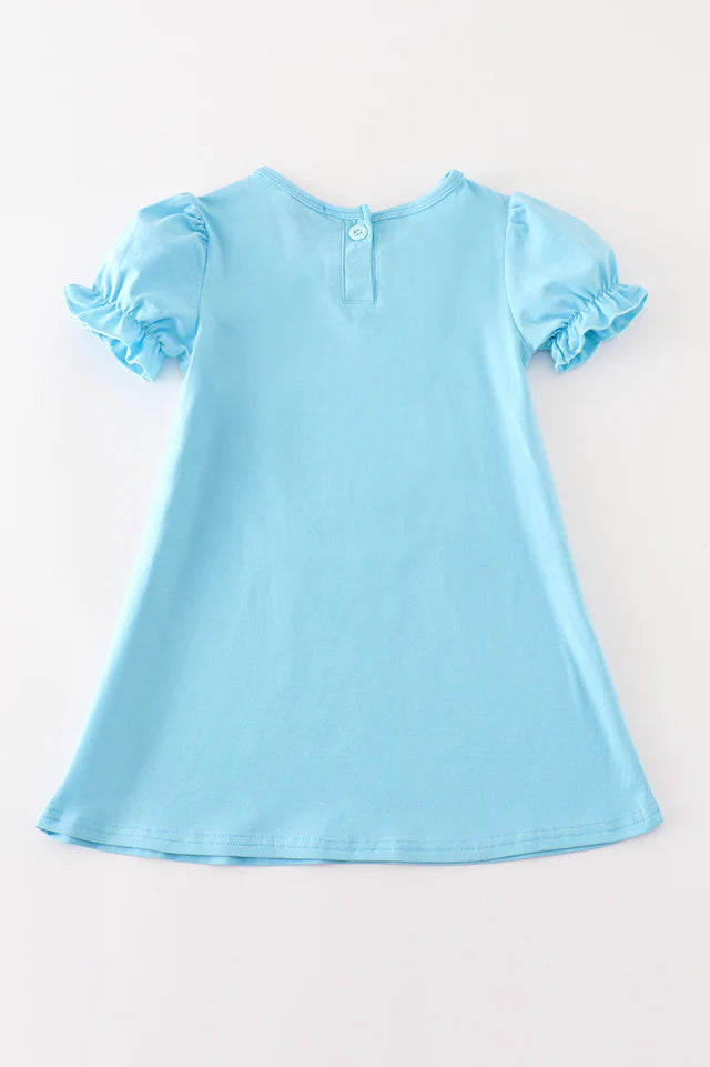 BLUE PUPPY APPLIQUE DRESS
