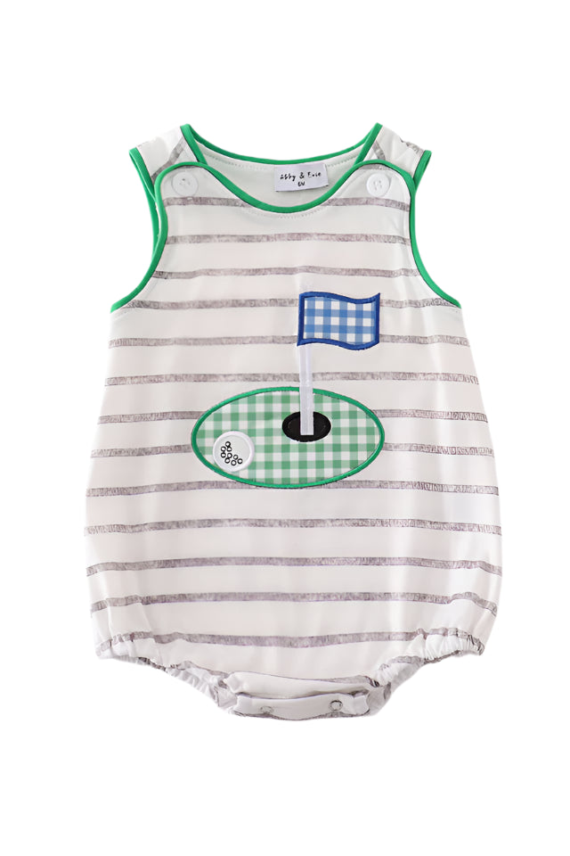 GREEN GOLF APPLIQUE BOY BUBBLE