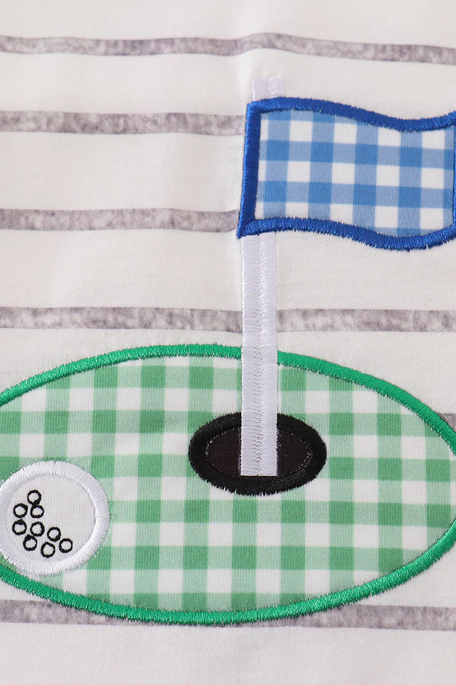GREEN GOLF APPLIQUE BOY BUBBLE
