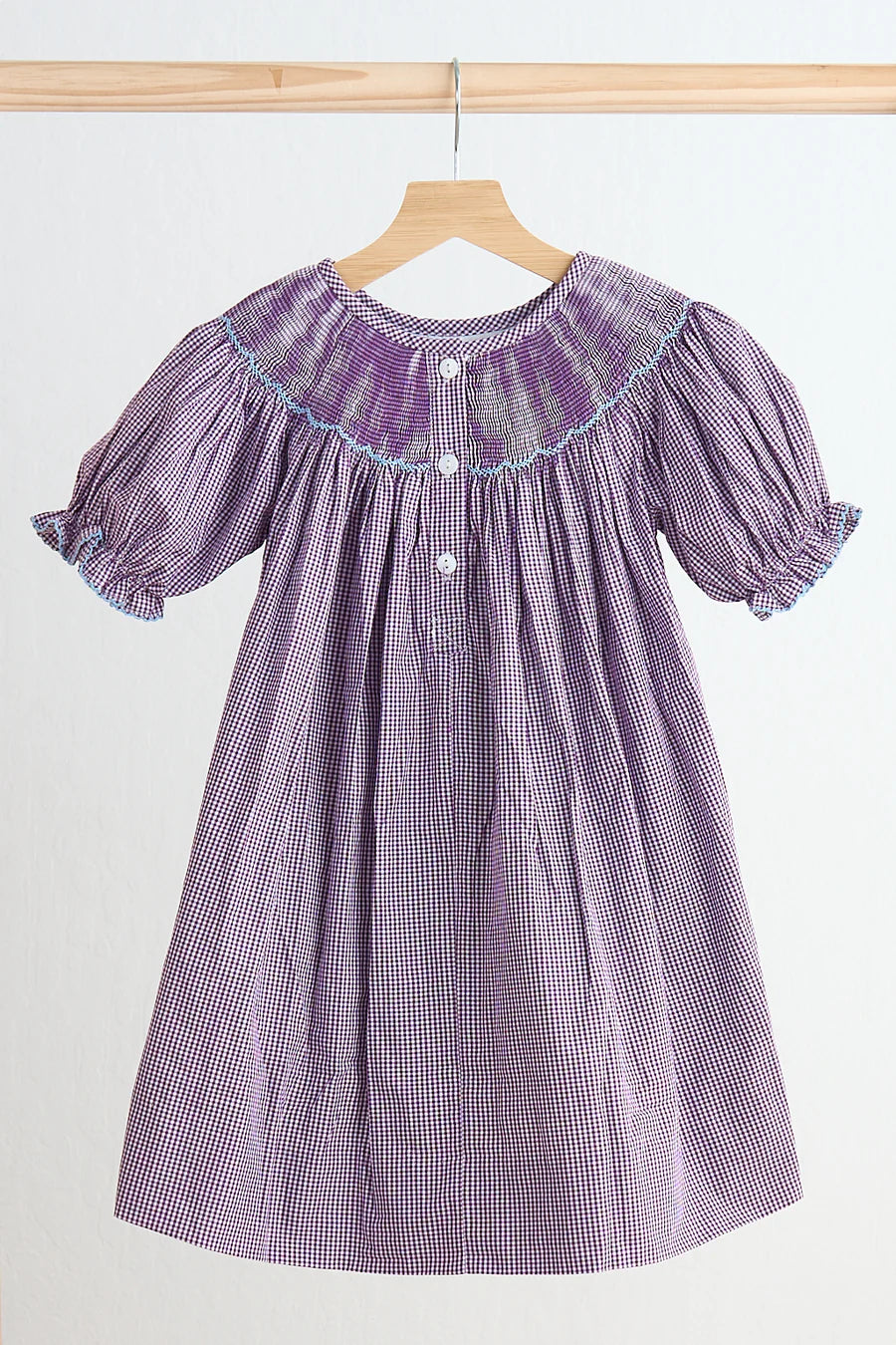 PURPLE CASTLE HAND SMOCKED GINGHAM DRESS