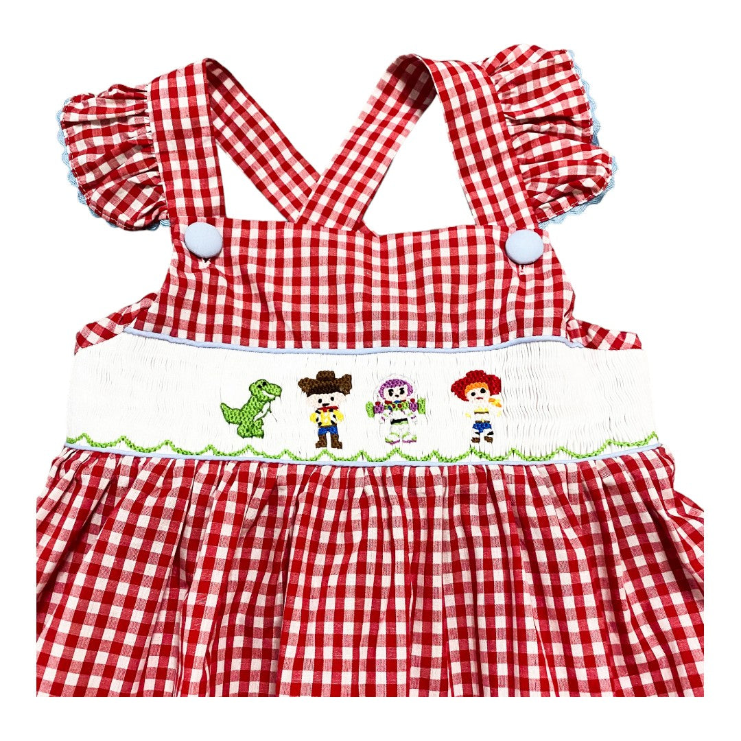 Toy Character Gingham Smocked Dress