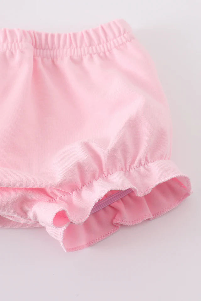 PINK WESTERN COWBOY EMBROIDERY SMOCKED BLOOMER SET