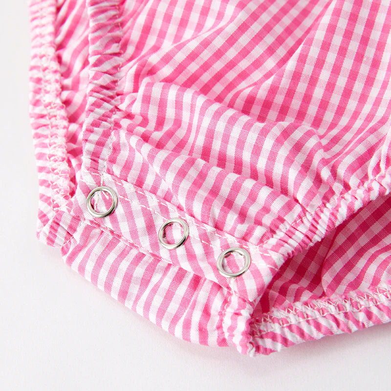 ALLIGATOR PINK GINGHAM Smocked Bubble