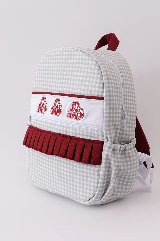 BULLDOGS EMBROIDERY RUFFLE BACKPACK