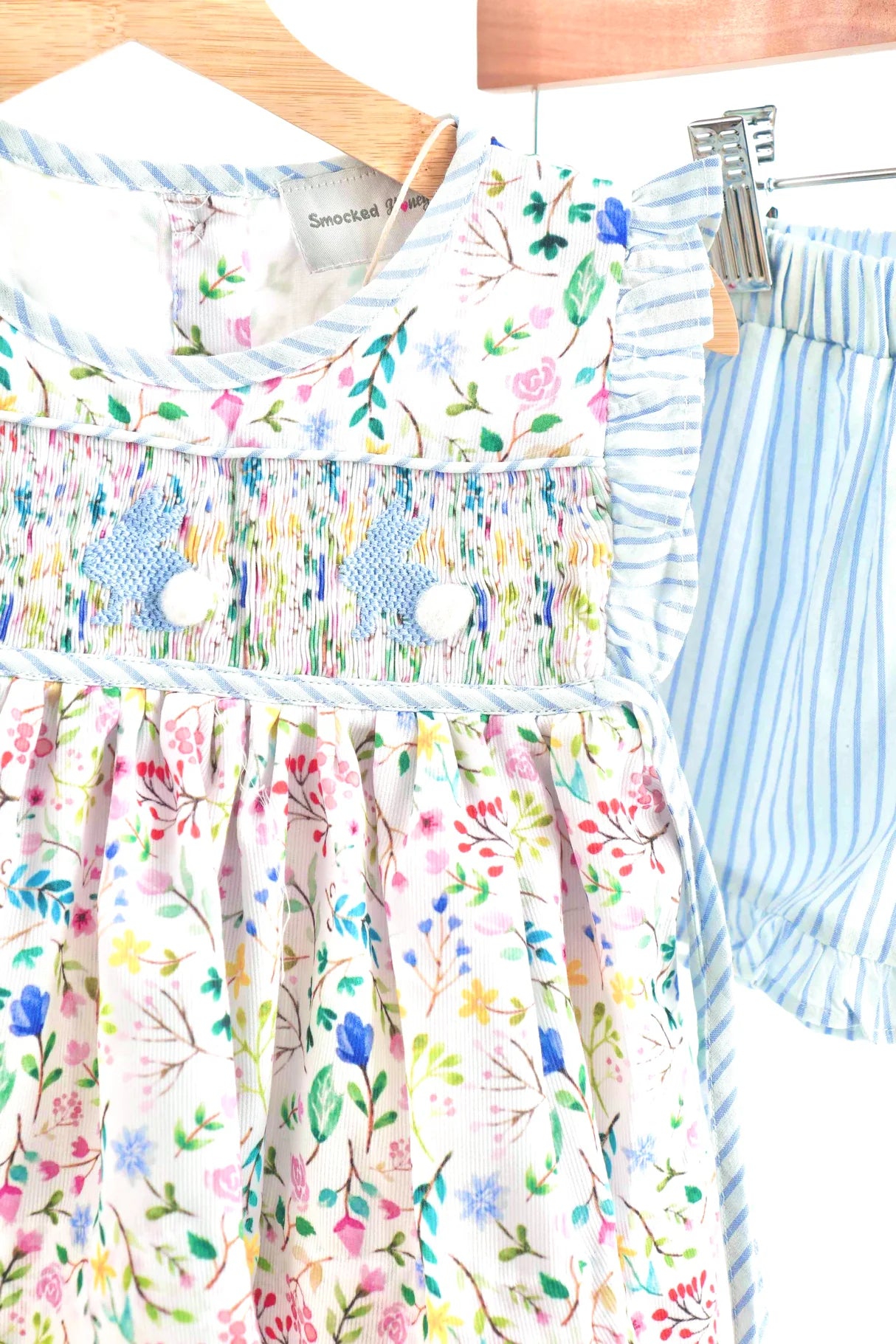 FLORAL EASTER BUNNY HAND-SMOCKED GIRL SET