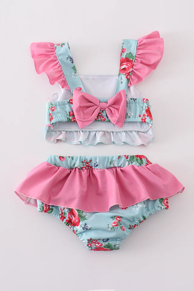 ROSEBUD BLISS PRINT SMOCKED GIRL 2PC SWIMSUIT